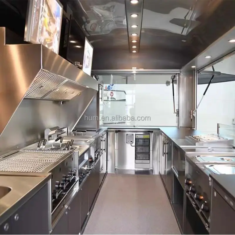 2024 Mobile Fully Equipped Food Trucks With Full Kitchen Van Furniture Cart Coffee Ice Cream Coffee Fast Food Truck For Sale