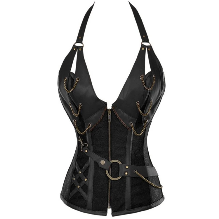 Halter sexy shapewear gothic punk style corset elastic belt slim shapewear with buckle