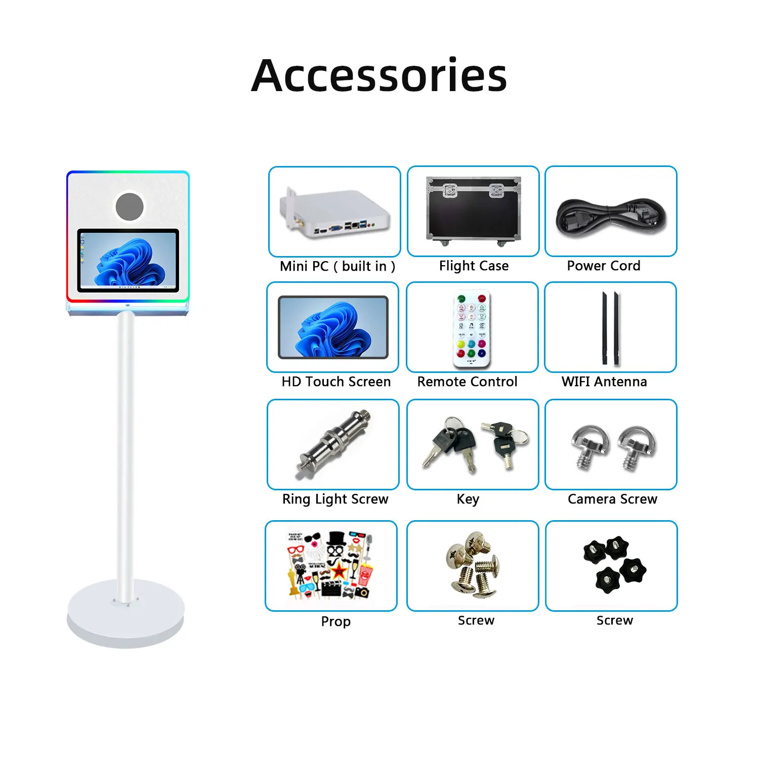 Generous Column Dslr Photo Booth 15.6 Inch Touch Screen With Selfie Magic Photo Booth And With Flight Case