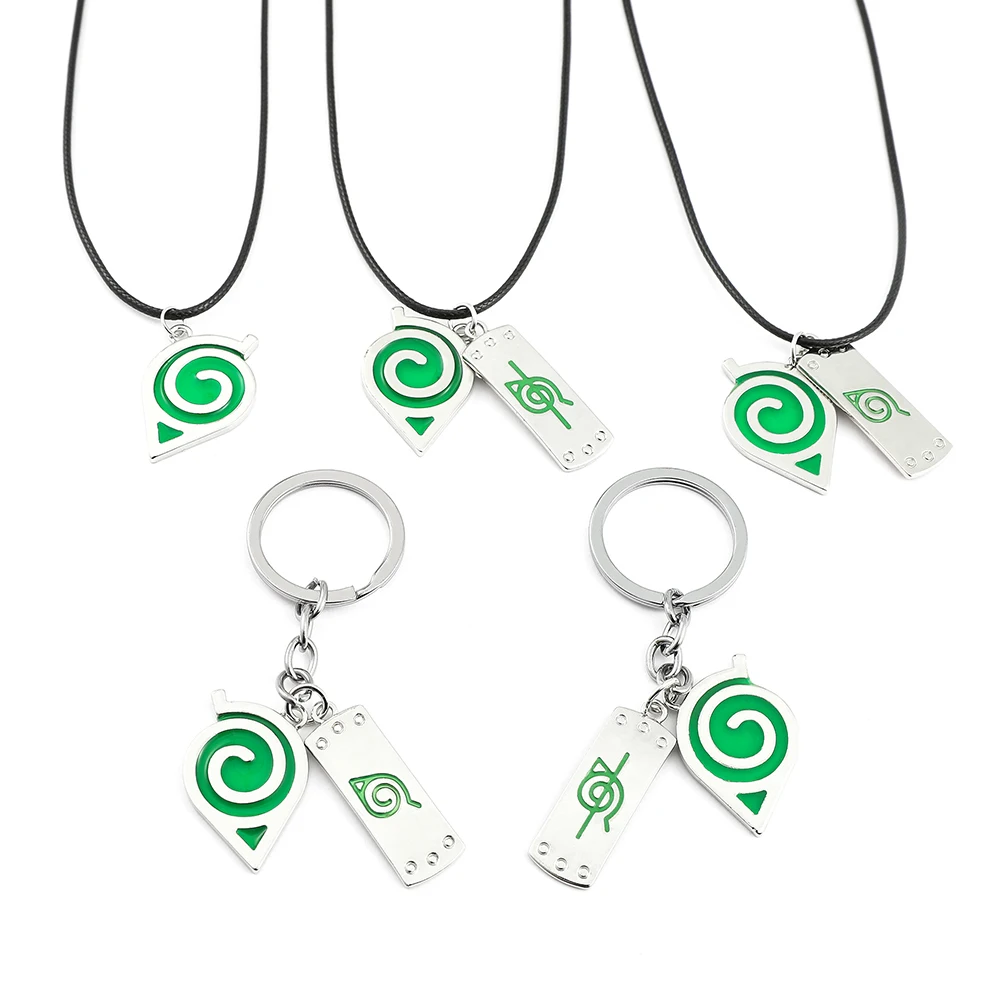 Anime Keychain Necklace Narutoes Kakashi Ninja Kunai Trinkets Metal Pendant Keychains Accessories Jewelry