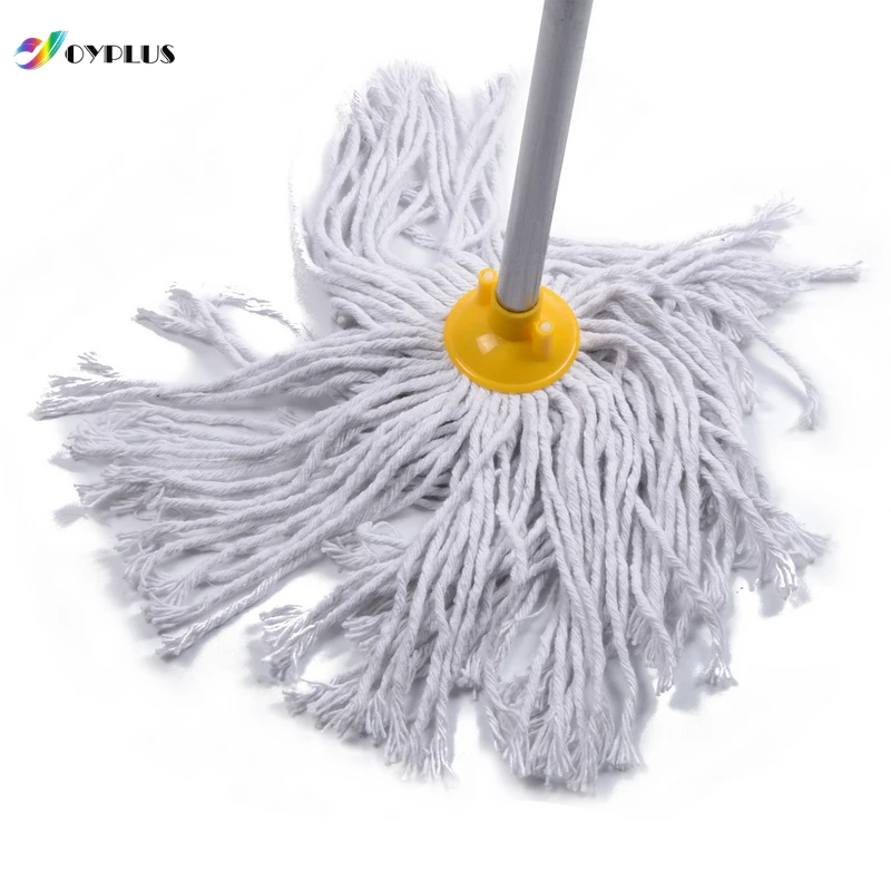 Home Cleaning Cotton Mop with 120 cm Wood Handle Pole round Head for Floor Use Plastic Accessories Included