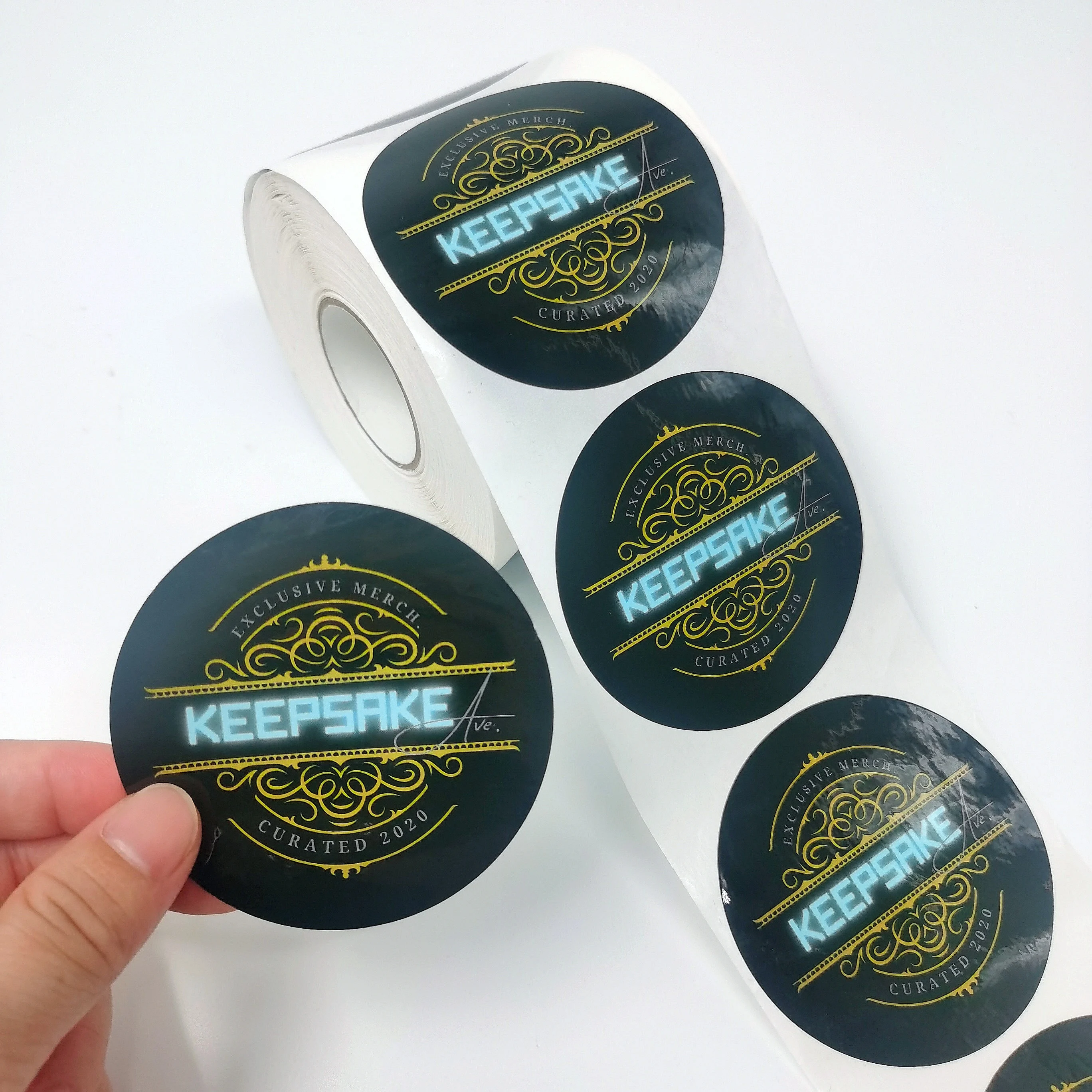 Custom Logo Label Sticker Printing,Circle Round Roll Plastic Paper Waterproof Synthetic Cosmetics Packaging Bottle Label