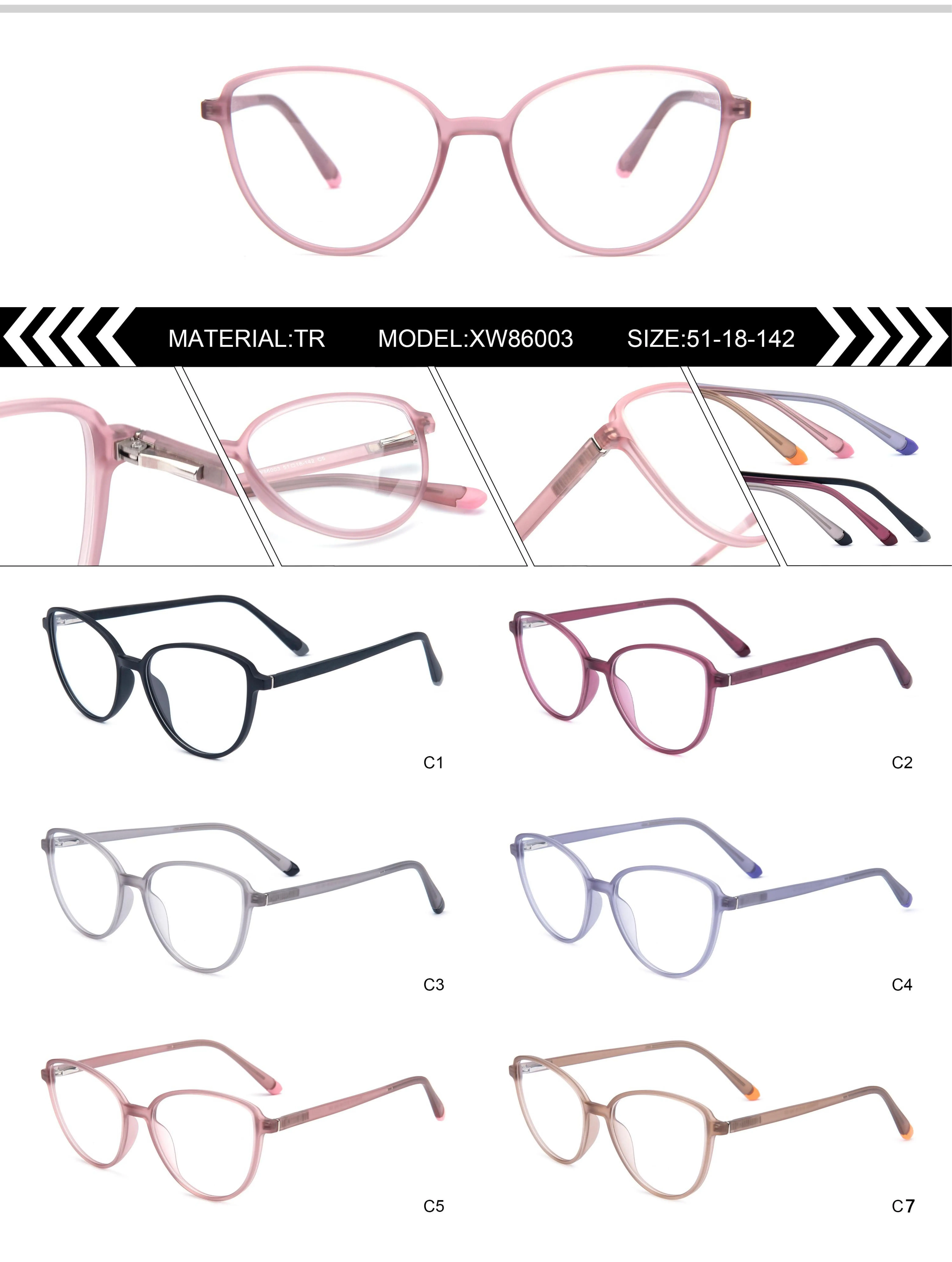 New Fashionable Full Frame TR86 Plain Glasses with Trendy Multi-Color Eyeglass Frame Custom Printed Pattern Type