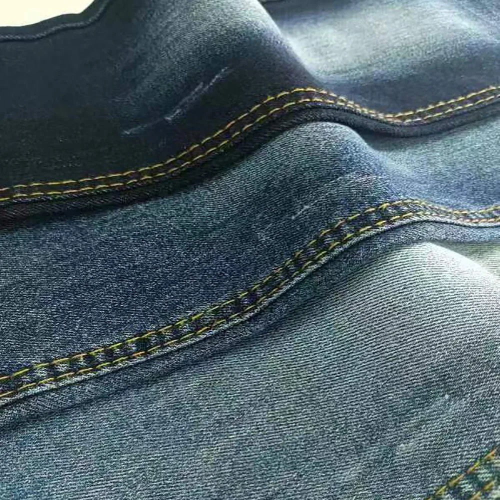 1/6 China Black Blue Indigo Stock Woven Stretch Spandex Polyester Cotton Denim Fabric Jeans