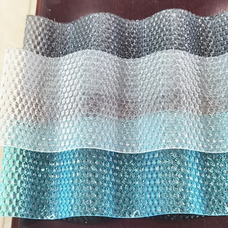 2.8mm diamond embossed wave polycarbonate corrugated clear roofing pc plastic polycarbonate tiles