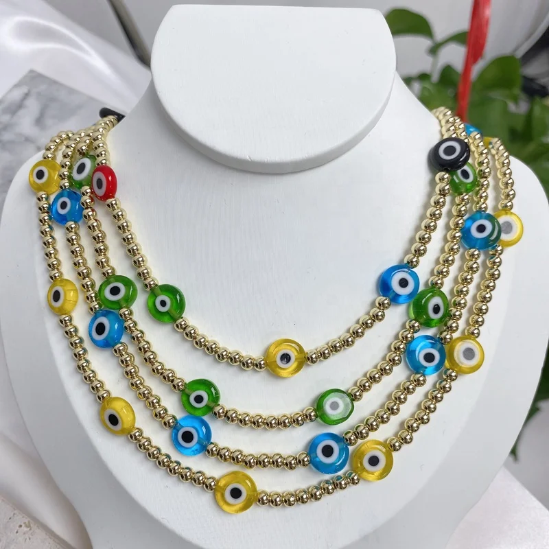 Wholesale High Quality Hot Selling Jewelry Accessories Trendy Multi Color Turkish Eye Necklace Charm Eye Necklace