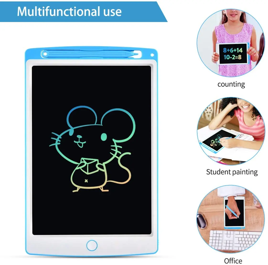 POLICRAL 8.5inch Erasable Educational Tablet Kids Drawing Pad Message Board