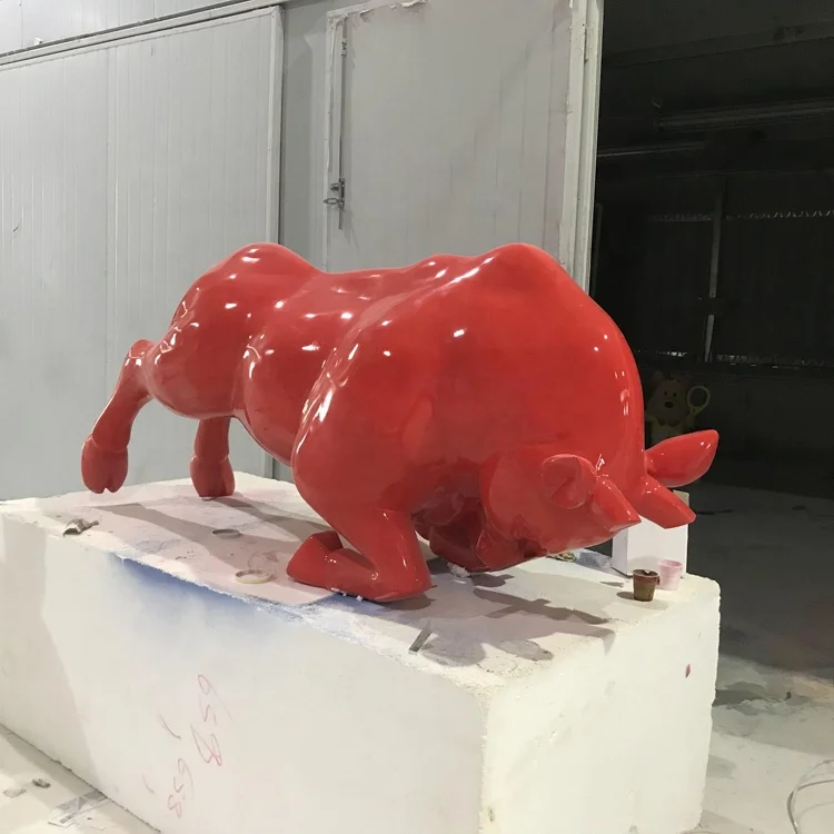Fiberglass red bull Resin craft animal models for sale  Outdoor Art Deco sculpture ornaments Cartoon decoration gift props