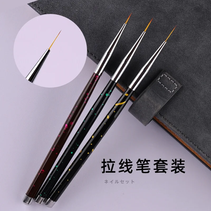 3pcs/Set Acrylic French Stripe Nail Art Line Painting Pen 3D Tips Manicure slim Line Drawing Pen UV Gel Brushes Painting Tools