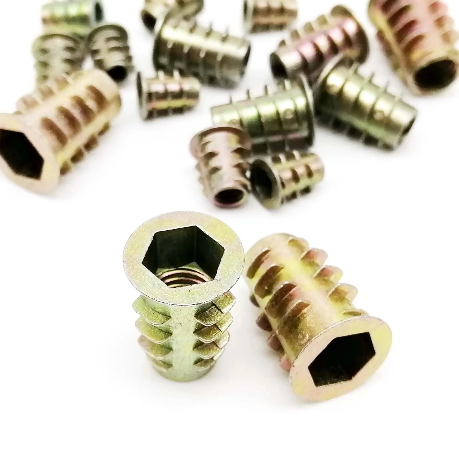 M4 M5 M6 M8 M10 Metal Hexagon Hex Socket Allen Head Embedded Insert Nut E-Nut for Wood Furniture Inside and Outside Thread