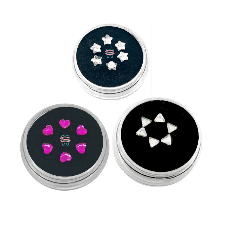 Best price Crystal Tooth gems 6 PCS / Box  DIY Teeth gems at home dental jewelry sets hart type teeth gems