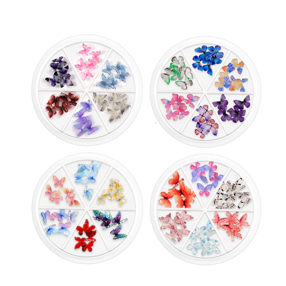3D Acrylic Butterfly Charms Designs Nail Glitter Color Design Acrylic Black Butterfly Nail Charms Nail Art Decoration