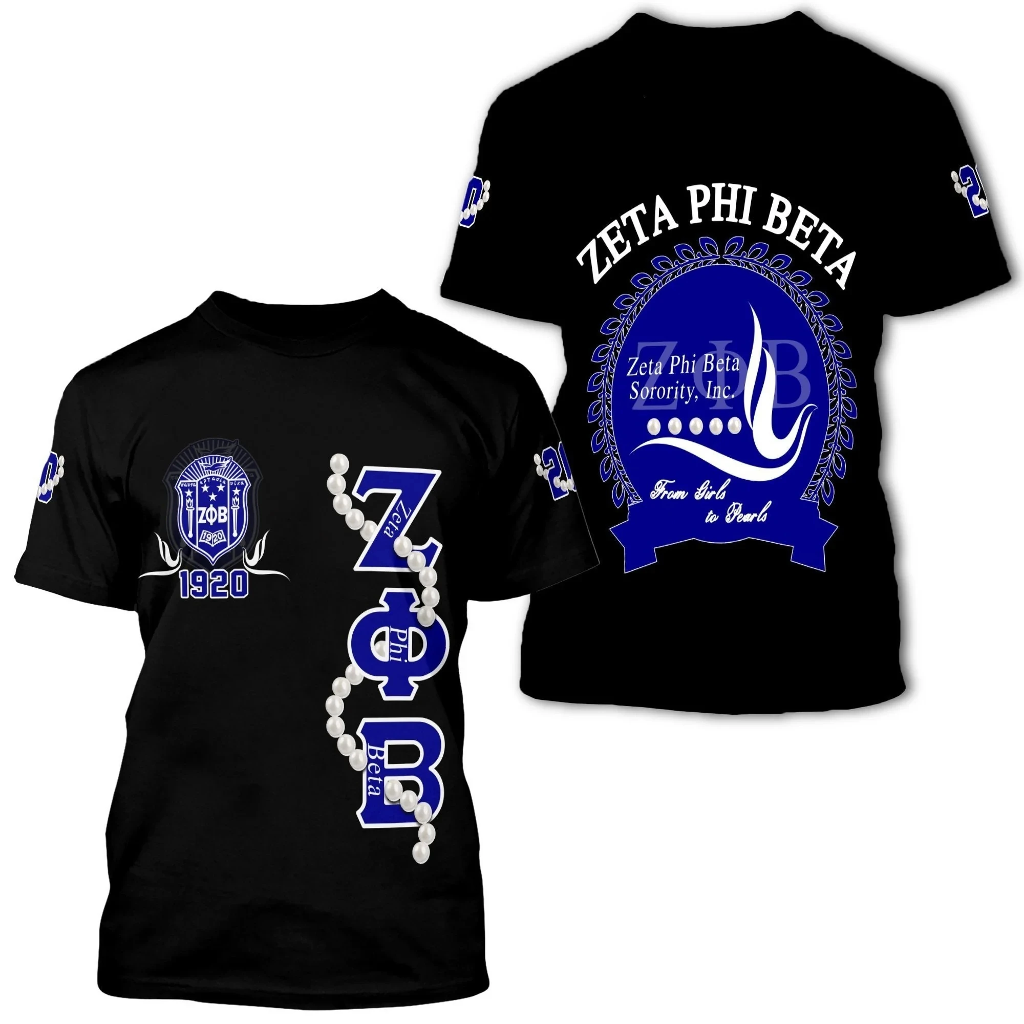 Oem Wholesale Male Tee Zeta Phi Beta 1920 Sorority Print High Quality T-Shirt Summer Cool Clothing With Hot sale Tops Costumes