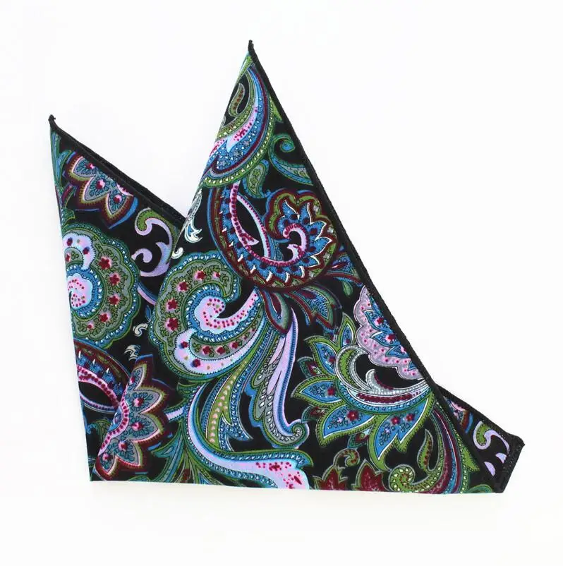 Handkership High Quality Cotton Mens Pocket Square Floral Pattern 22cm