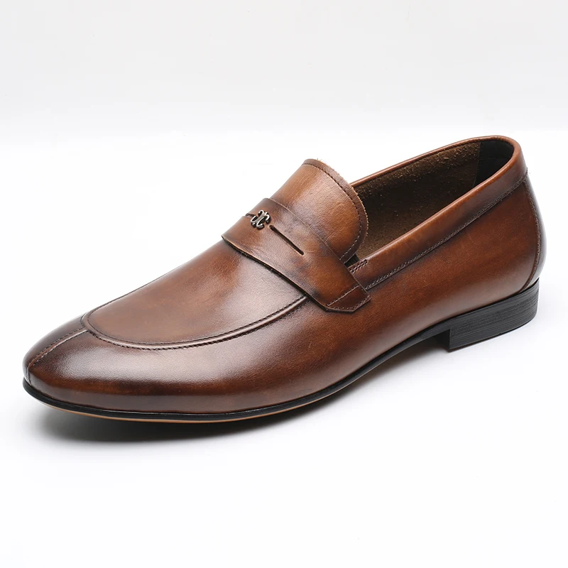 Factory wholesale italian men dress shoes penny loafers leather loafer shoes