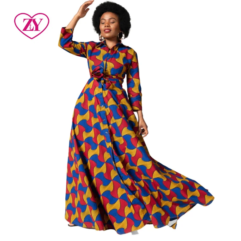 Blue Red African Ankara Print Plus Size Clothing Party Shirt Dress  Gorgeous and Classy African Shirt Dress African Woman Dress