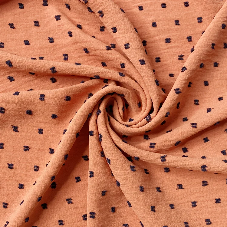 Cheap super soft woven 170gsm jacquard dots 100% polyester airflow CEY embroidery fabric for malaysia