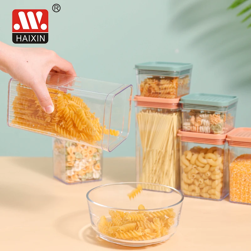 Haixing Stackable Storage Food Canister Plastic Box Airtight Lid for Kitchen Tall and Big 900ML Large