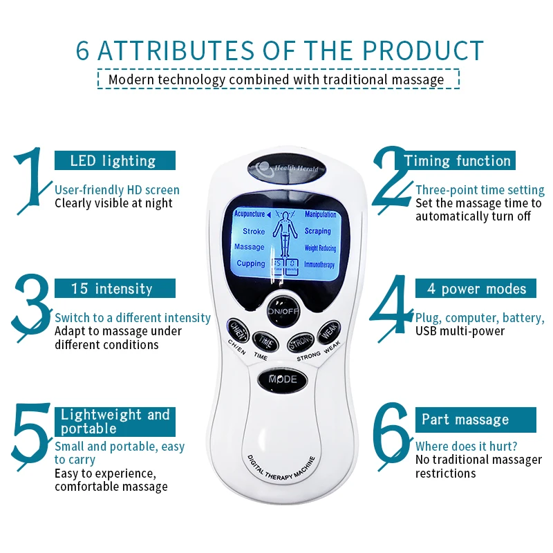 Physiotherapy Pulse Body Massager Digital Tens Machine EMS Massage Device for Neck and Shoulder