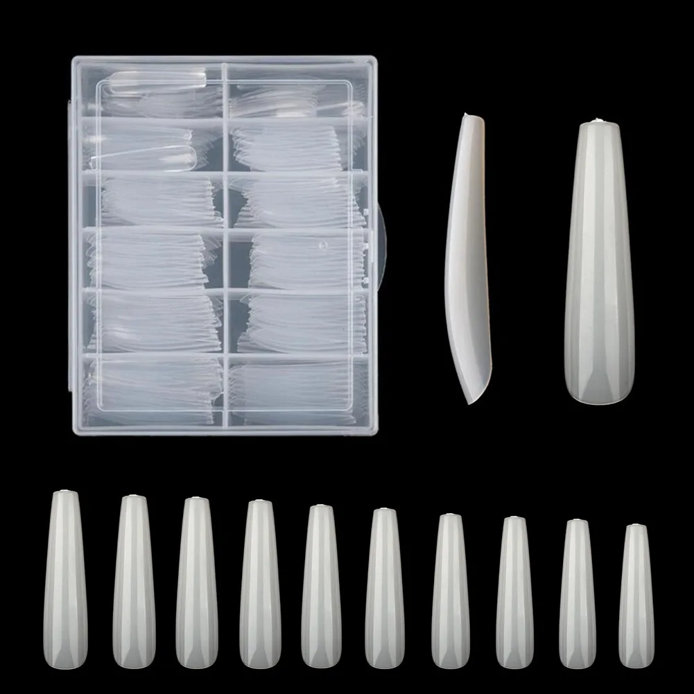 Solid color 120 pieces full sticker wearing armor coffin armor T-shaped ballet XXXL false nails DIY extended nail kit