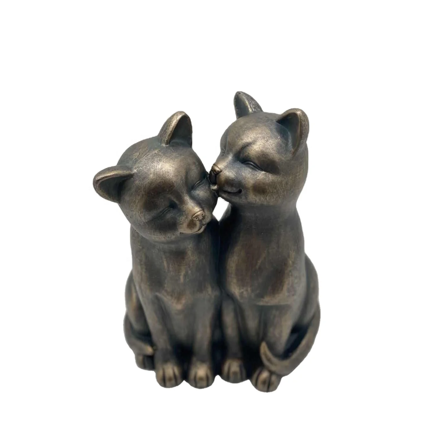 Garden Bronze Kissing Cats Yard Decor Statues Animal Figurines Home Interior Outdoor Decor