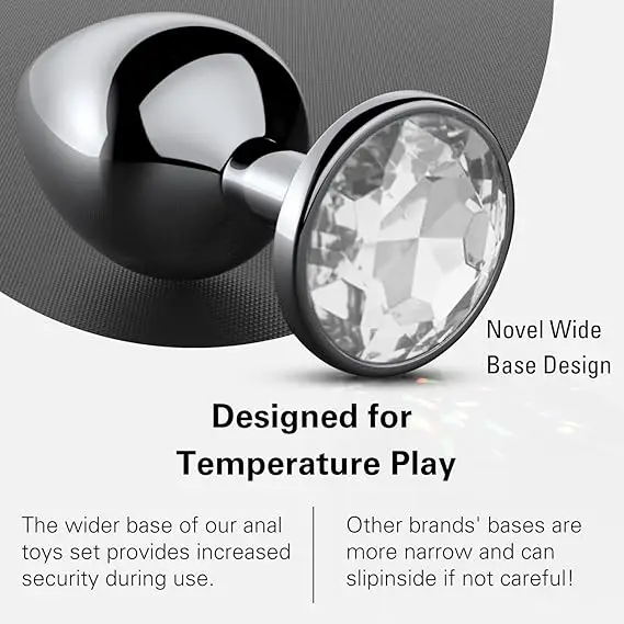 Butt Plug Set 4 Pieces Jewelry Butt Plug Sex Toy Anal G Spot Anal Sex Adult Toys Suitable for Adult Men and Women Couples Silver