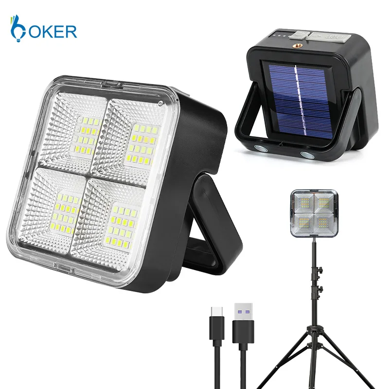 Outdoor Cordless Portable Emergency Work Light 4 Modes Led Solar usb charging Camping Fishing Emergency Flood Lamp