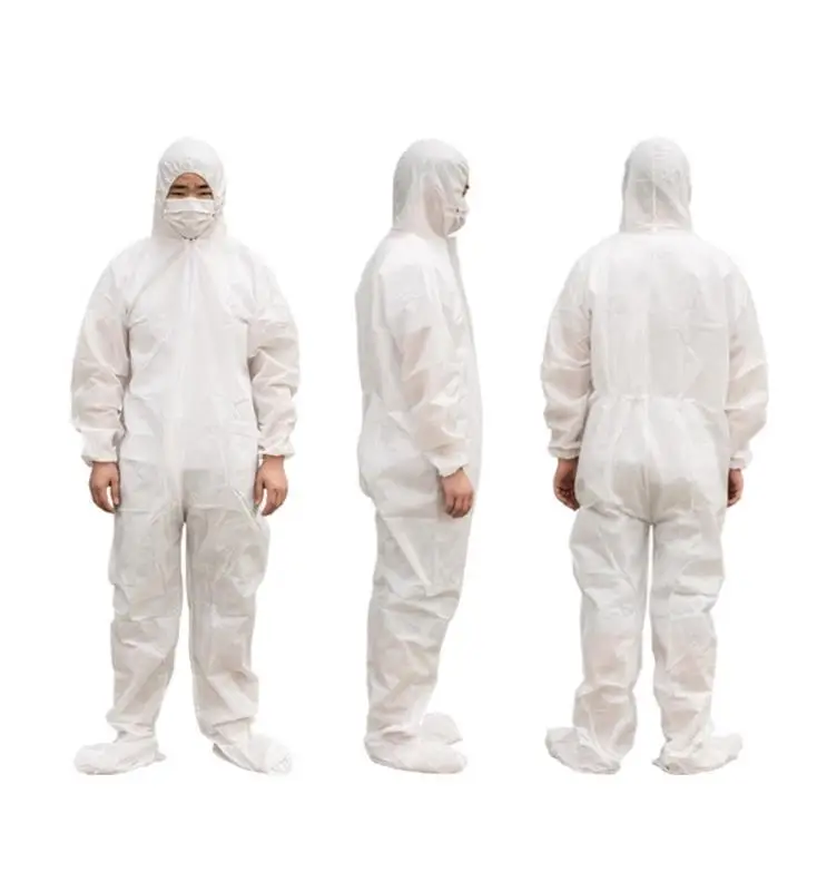 White Surgical Ppekit Disposable Coveralls Medical With Hood Sms Safety Overalls Ppe Blue Coveralls