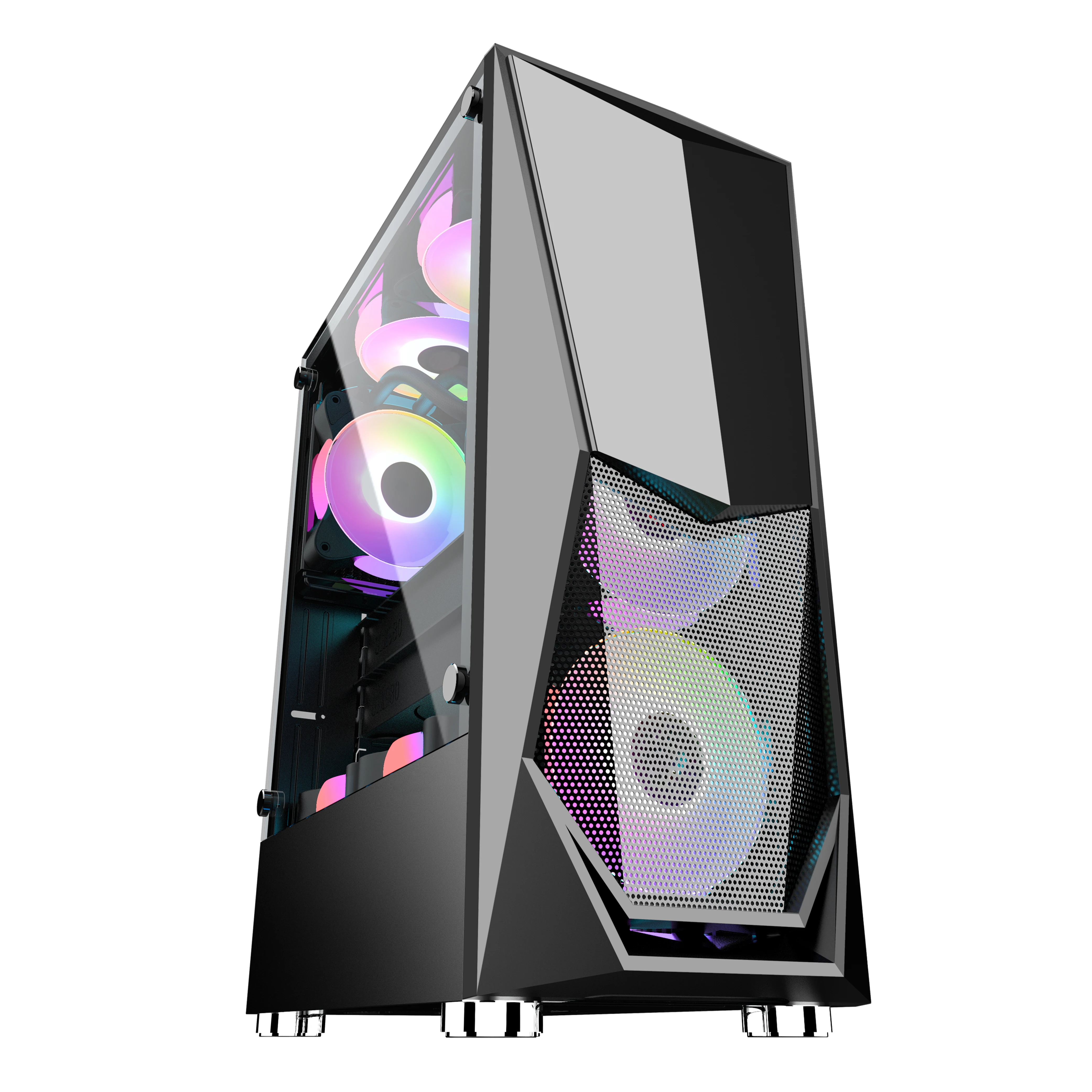 buy gaming pc atx pc oem all in one custom with lcd temperature display dustproof  plexiglass RGB computer Case