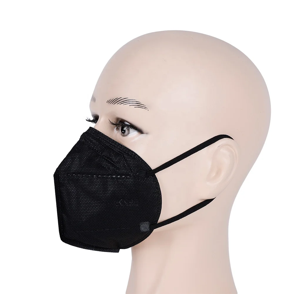 High Quality Custom Packaging 5Ply 3D Mask Protection Black Disposable Kn95Mask With Breathable Filter Valve