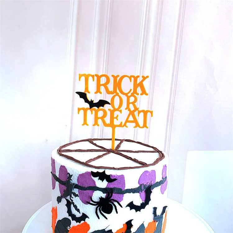 NEW Baking Supplies Cake Decoration Pumpkin Bat Witch Acrylic Card For Happy Halloween Decor