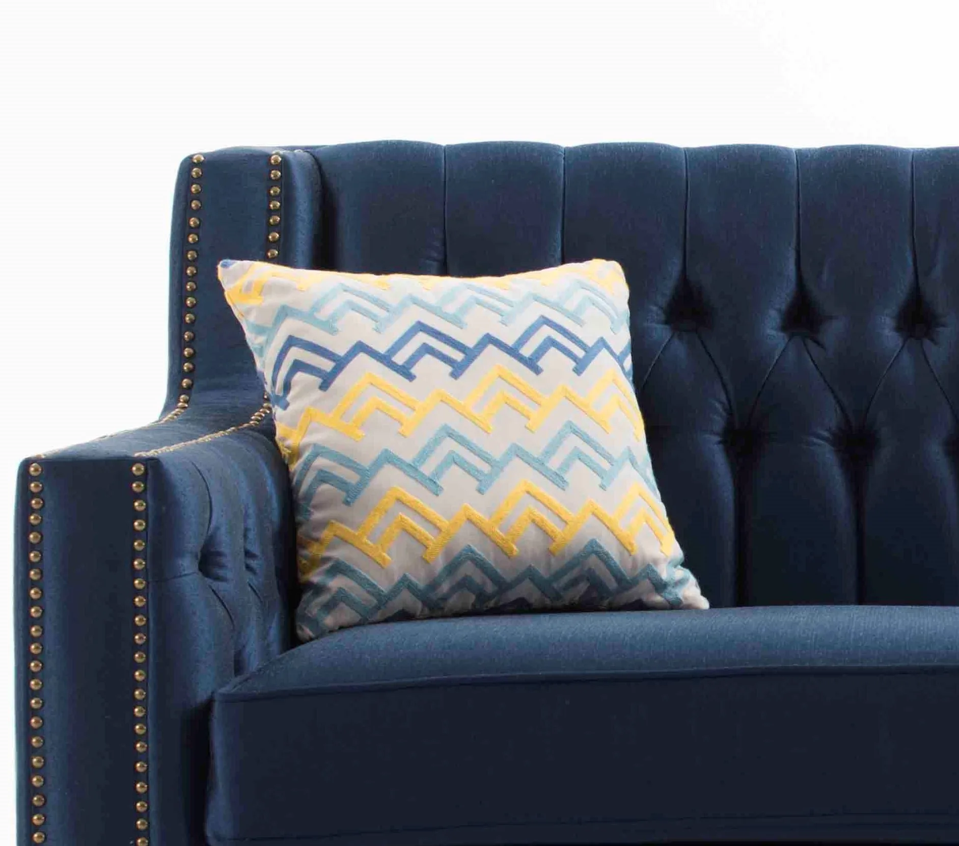 Good SupplierNavy Blue Quality Modern Blue Chesterfield Sitting Room Arm Tuffed Couch Sofa for Livingroom