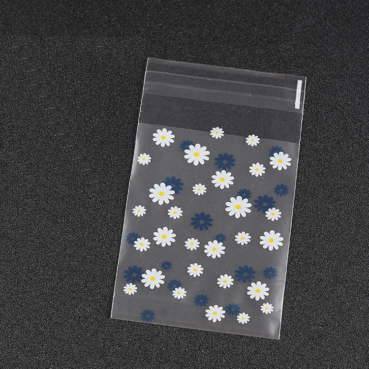 Translucent thickening adhesive bag sealed plastic bag biscuits valve bag little Daisy for packaging