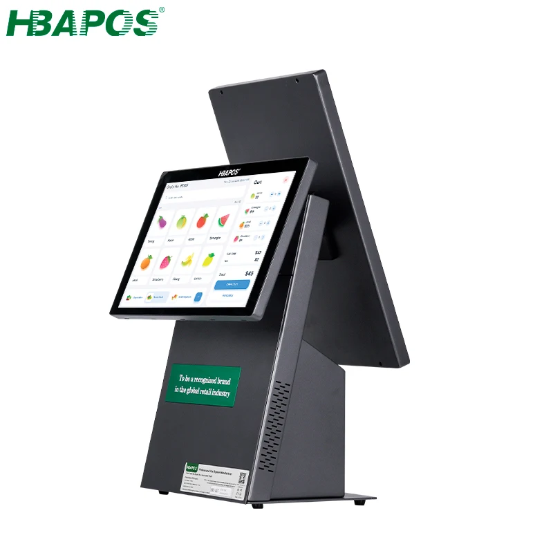 15.6 inch capacitive touch screen pos terminal win 10 pos double screen pos system