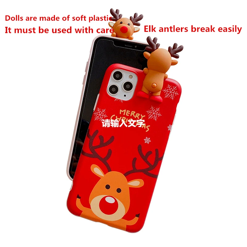 Рождество wapiti с забавным рисованным животным котенком веселой куклой и мягкий чехол для мобильного телефона iPhone 13 PRO MAX
