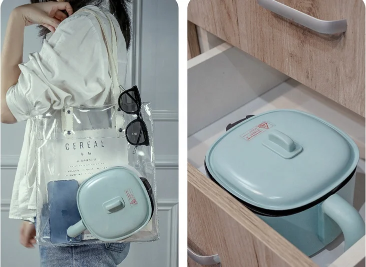 Portable Deep Fryer Multipurpose Electric Cooker Pizza Frying Pan Multi Purpose Mini Electric Pot Cooking Noodles Tempered Glass