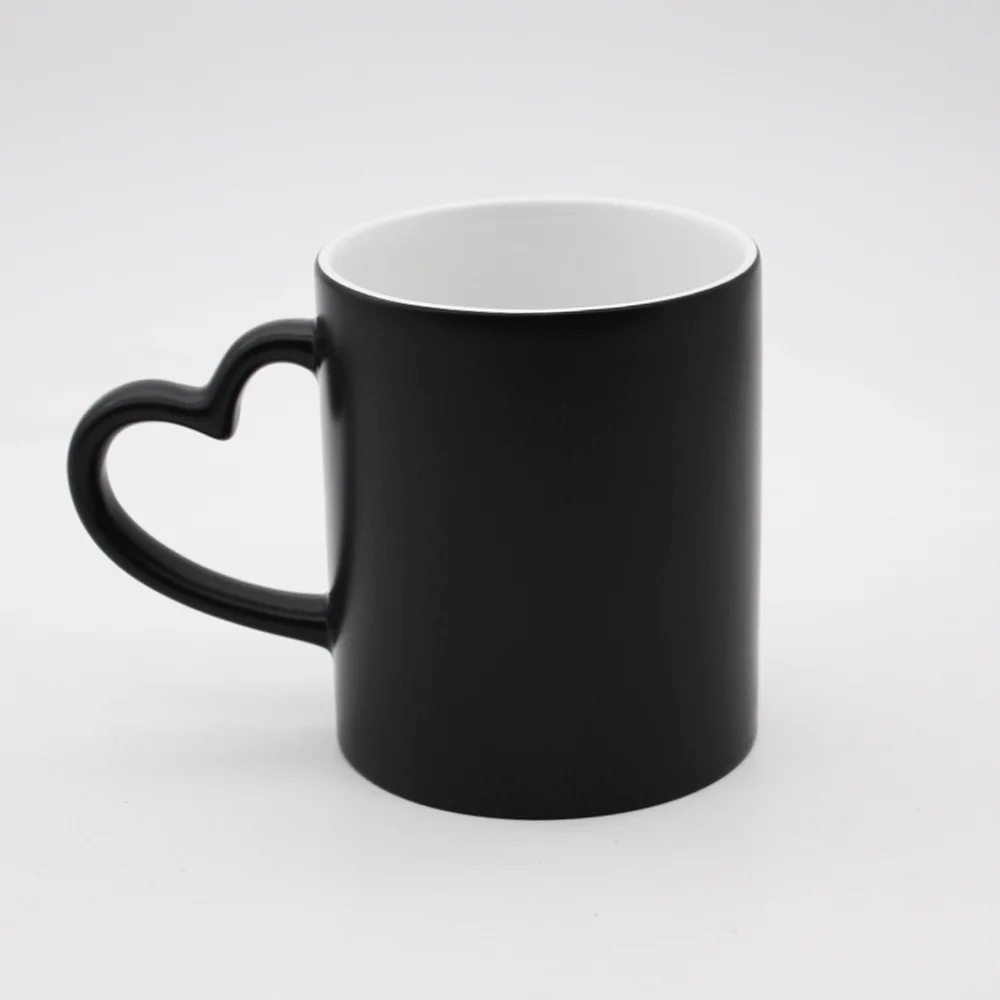 36 Packs MR.R 11oz Sublimation Blank Ceramic Mugs with Heart Handle Magic Mug Matte Surface Drinking Mug