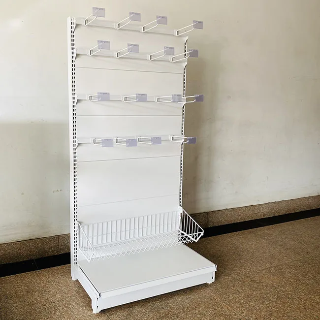 Factory customized color size metal white supermarket shelf promotion shelves single double sided shelves tagres magasin