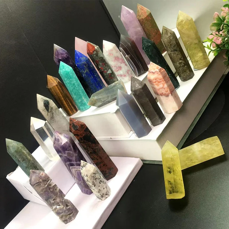 Hot Sale Natural Crystals Healing Stone Point Clear Rose Quartz Crystal Amethyst Wand Fluorite Tower Point