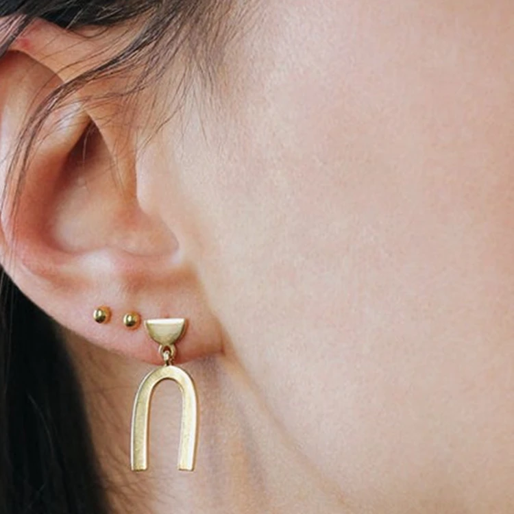 Fashion Jewelry Trendy 18K Gold Plated Stainless Steel Arch Earrings Geometric Earrings Minimalist Jewelry for Women