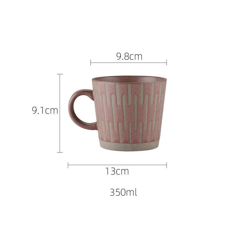 Wholesale 350ml Simple Retro Hand-painted Ceramic Mug Customized Logo Vintage Porcelain Coffee Milk Breakfast Tea Cup