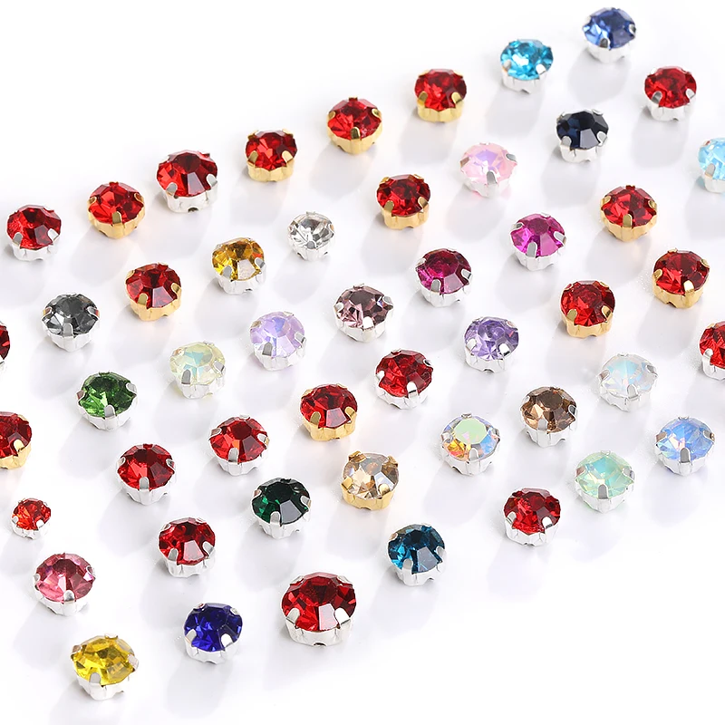 Xichaun SS16-SS40 Round Shape Glass Crystal Setting Sew On Rhinestones With Claws Many Colors DIY Accessories