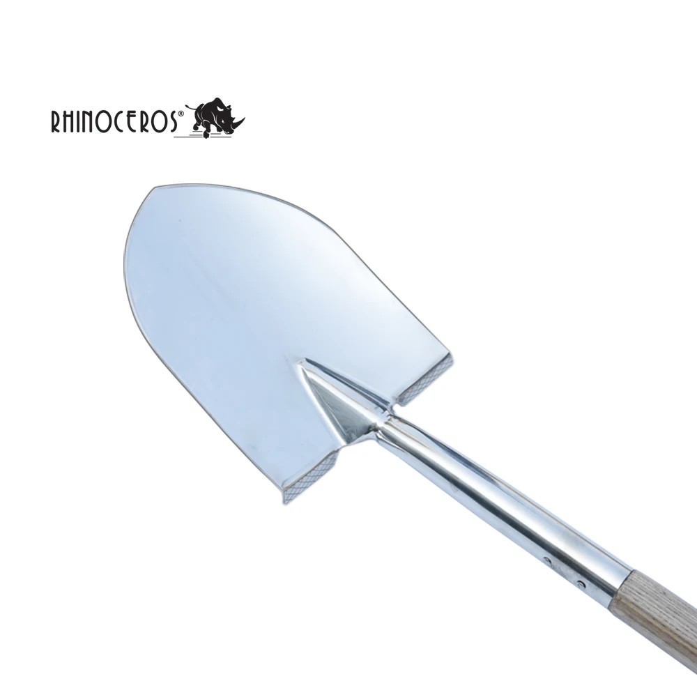 Professional Garden Trenching Tool Wooden Handle Spade Ash Stainless Steel Round Point Shovel