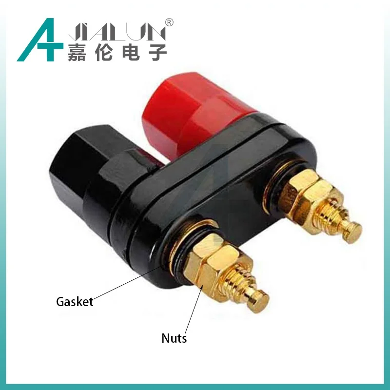 JIALUN Gold Plated Brass Binding Terminal Dual 2-Way M5 Binding Post Power Amplifier