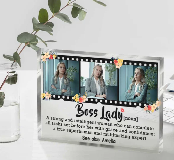 Acrylic gift for Boss Lady Definition Personalized Photo Acrylic Plaque Christmas Gift For Female Manager
