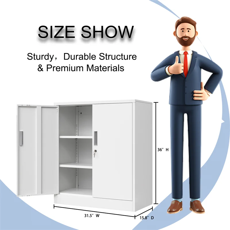 Office Furniture File Cabinet 2 Swing Door Steel Filing Half Height Small Office File Storage Cabinet