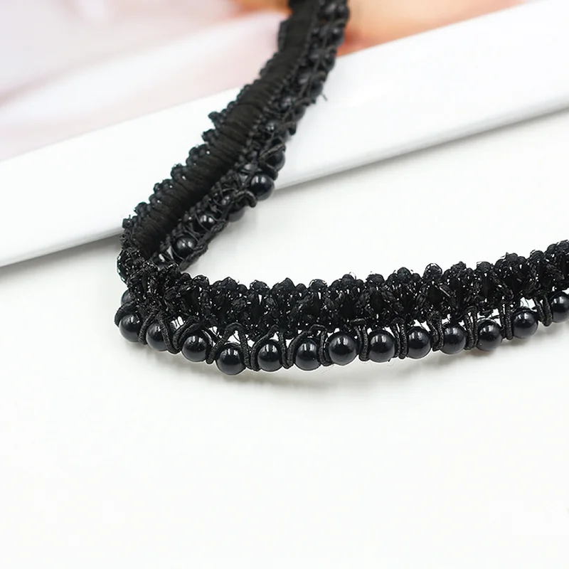 Cheap diy accessories 15mm wide gold curtain fabric lace decoration clothing sewing pearl beaded braided lace trim for costume