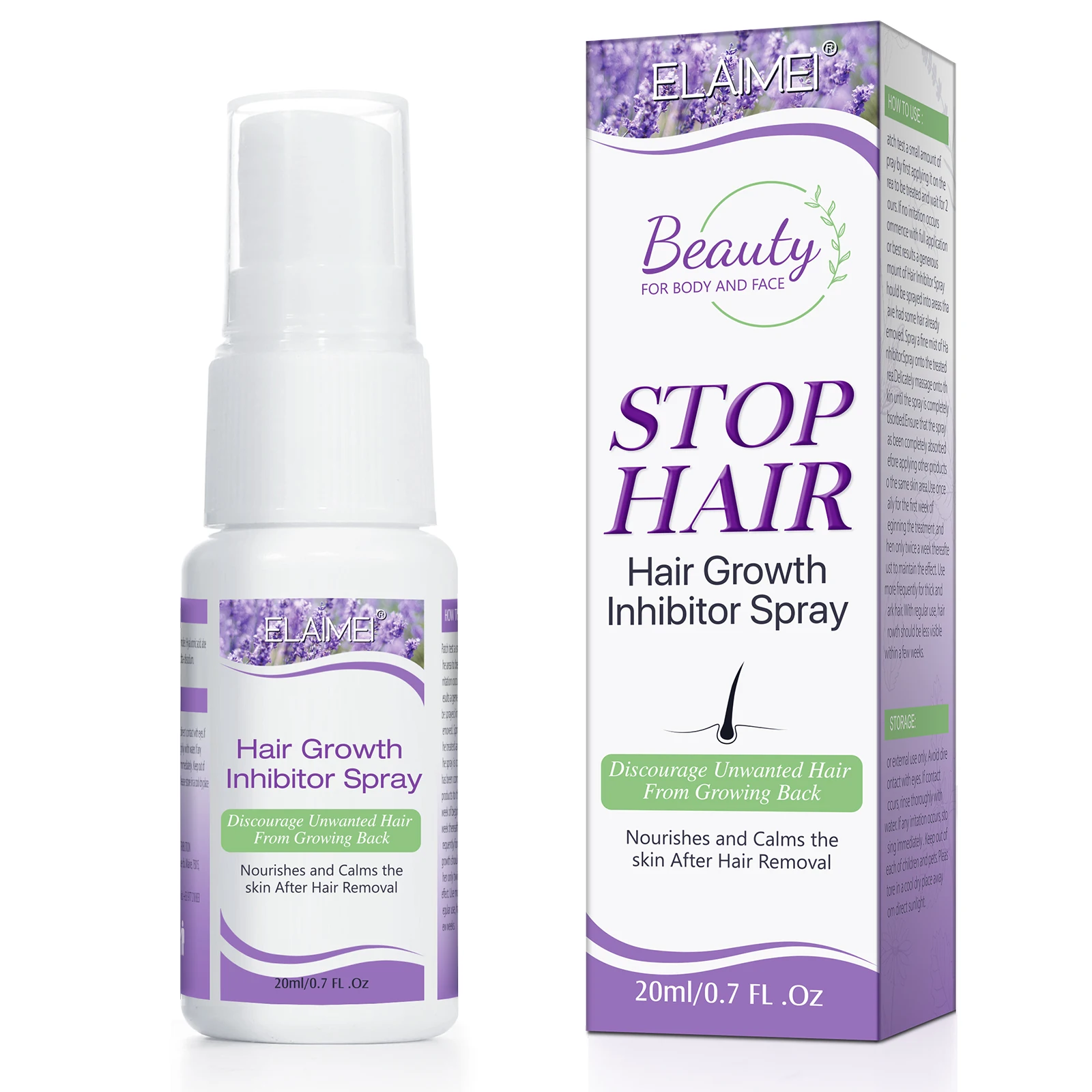 20ml Powerful Permanent Painless Hair Removal Spray Stop Hair Growth Inhibitor Spray Shrink Pores Skin Smooth Repair Essence