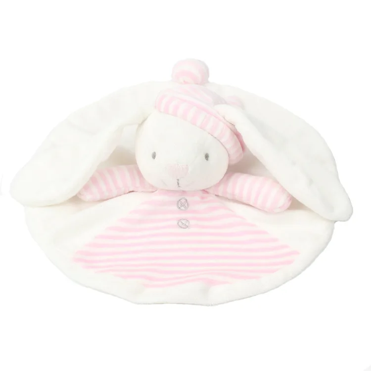 2021newest High quality lovely rabbit baby blanket plush animal head security baby blanket