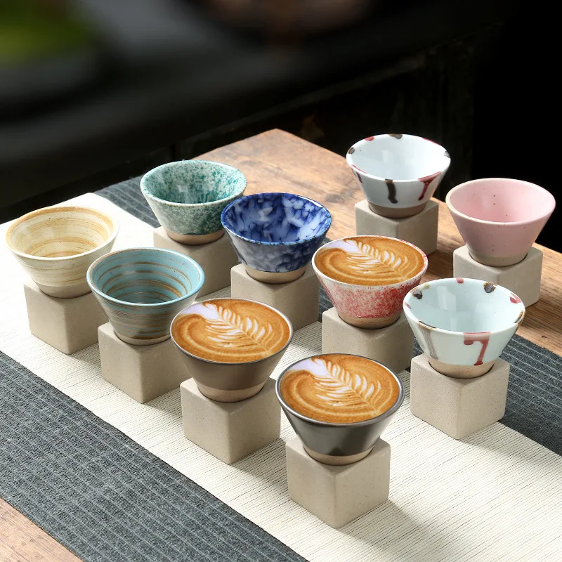 200ML Retro Coffee Cup Creative Cross-border Cups Funnel Ceramic Mugs Japanese Coarse Pottery Mug With Base